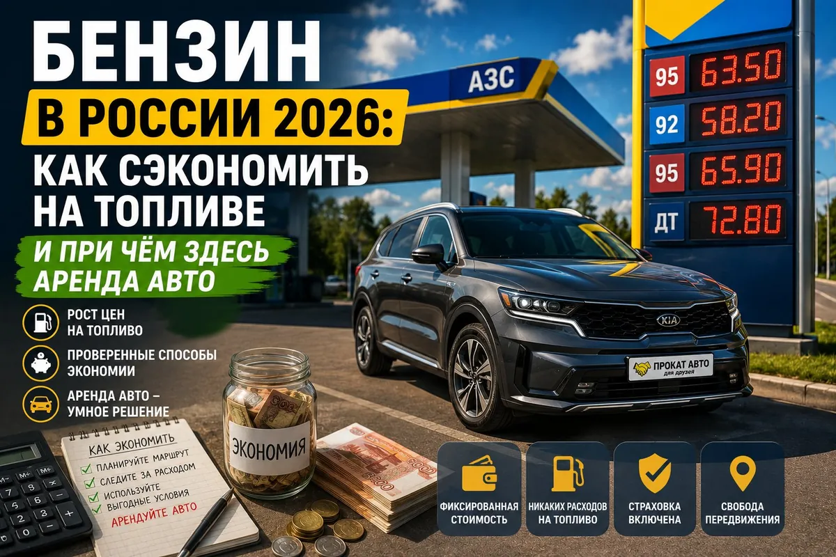 Бензин в России 2026 — как сэкономить на топливе и при чём здесь аренда авто