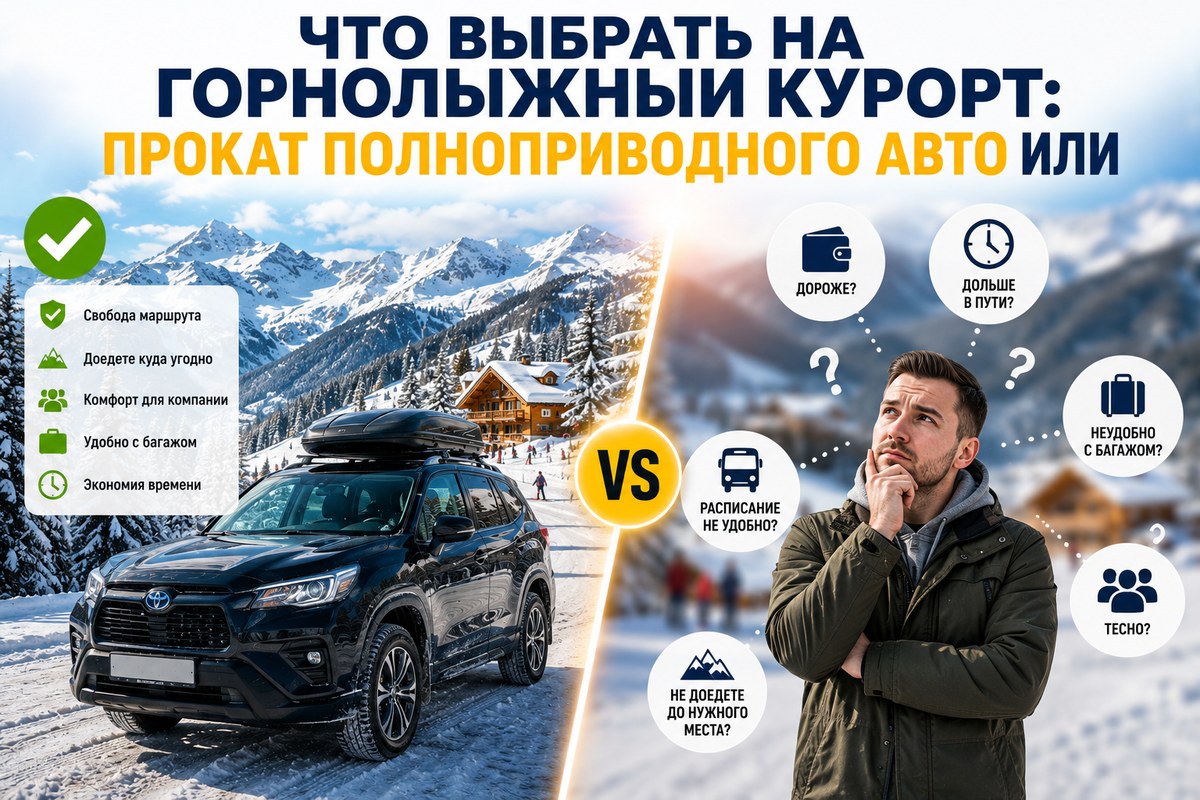 Что выбрать на горнолыжный курорт — прокат полноприводного авто или трансфер