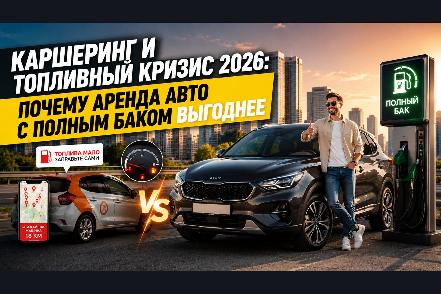 Каршеринг с пустым баком или аренда авто с полным баком в Краснодаре — что выбрать