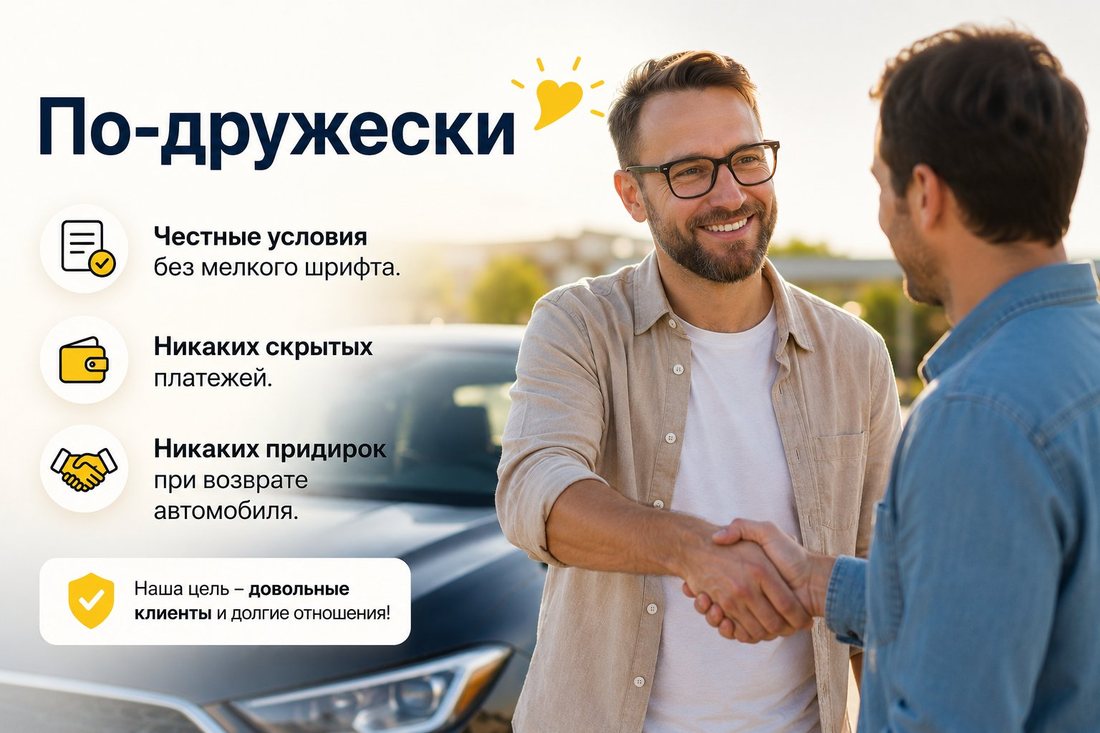 По-дружески — честные условия проката авто без мелкого шрифта и скрытых платежей