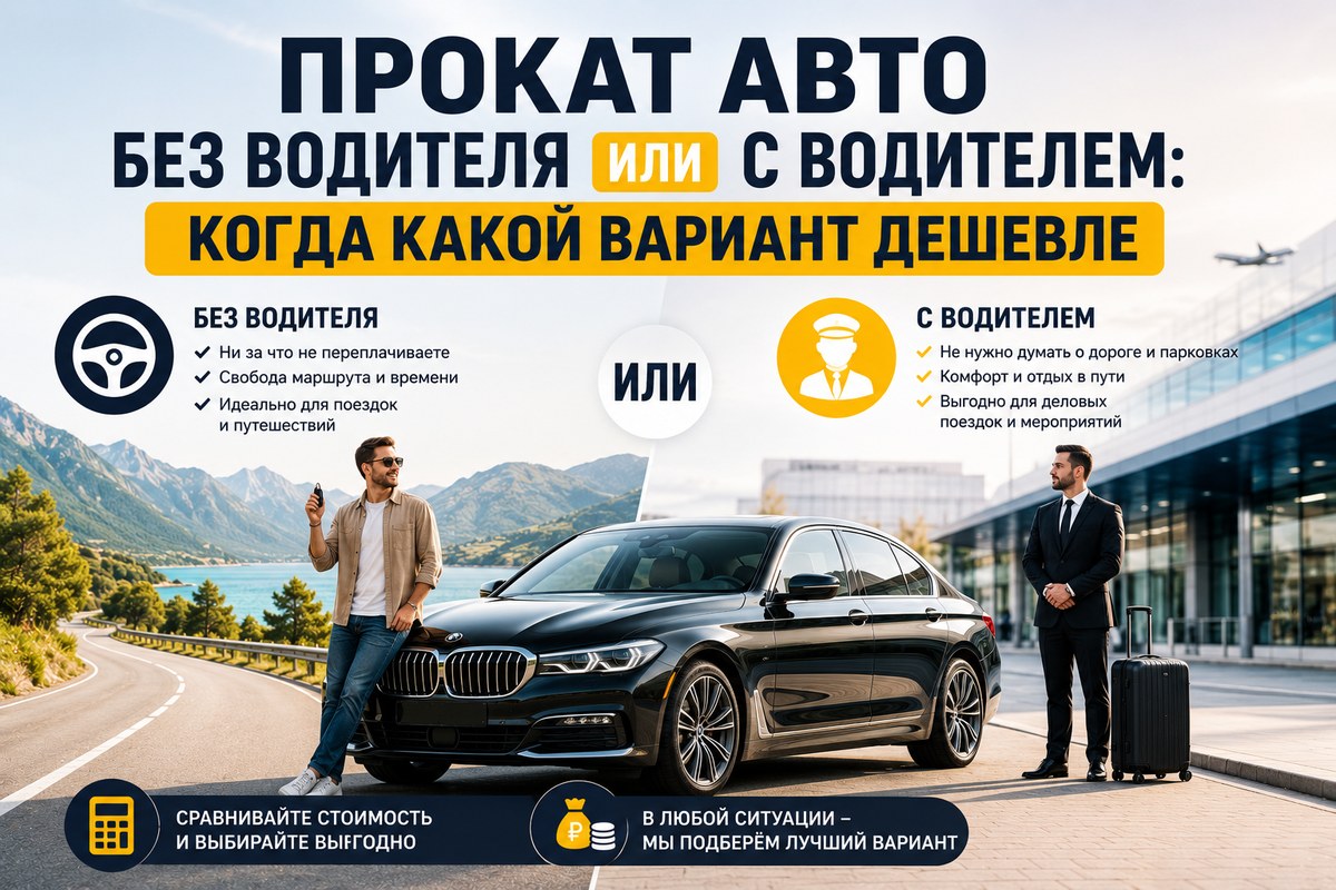 Прокат авто без водителя или с водителем — когда какой вариант дешевле