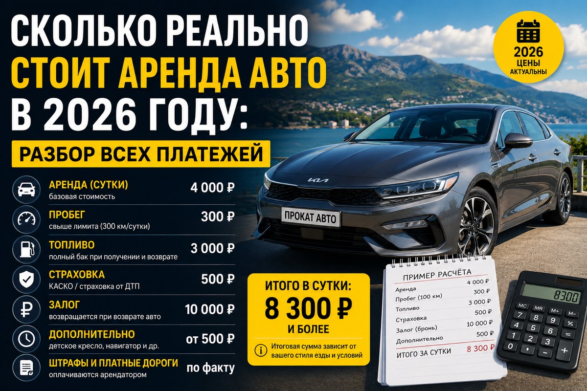 Сколько реально стоит аренда авто в 2026 году — разбор всех платежей