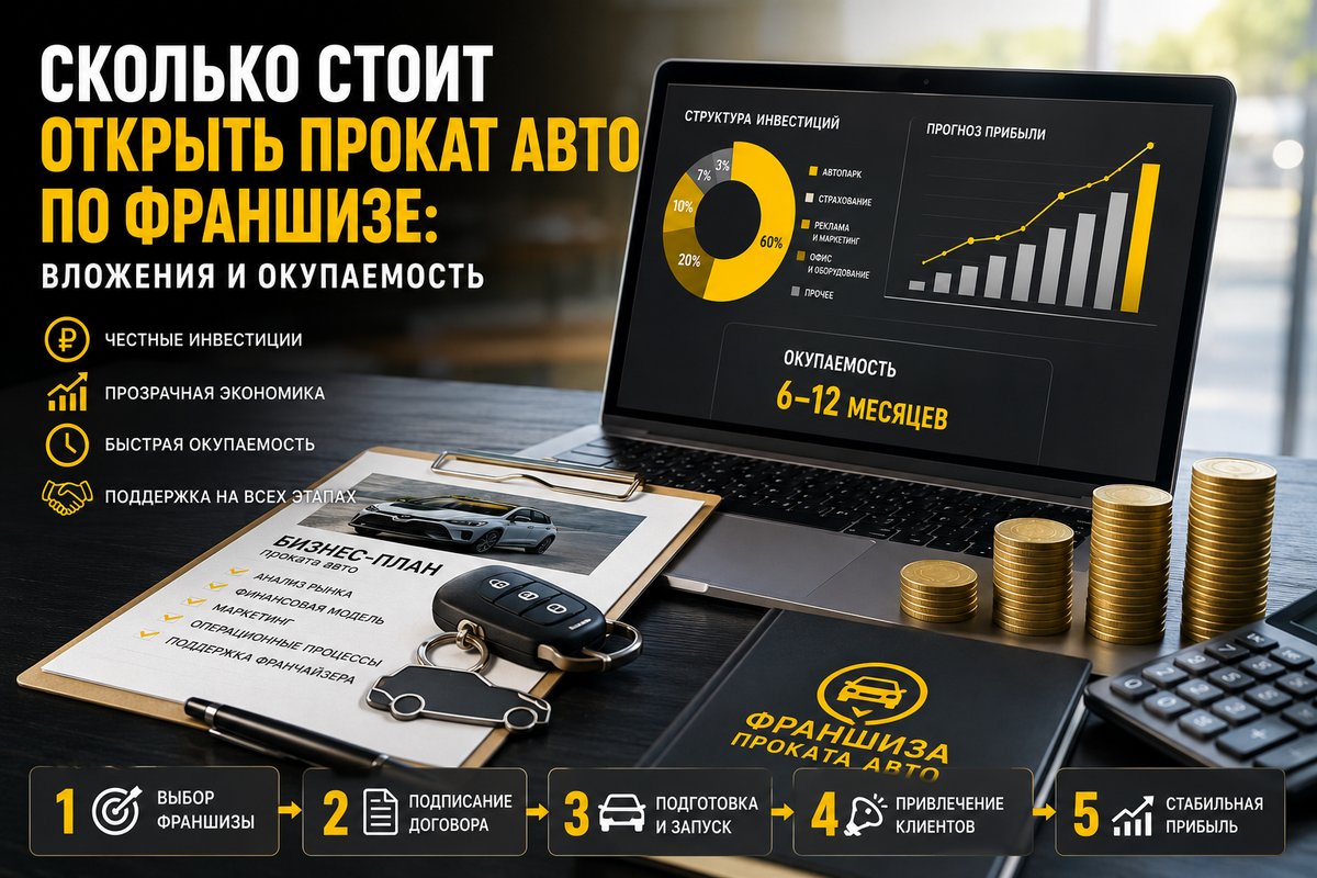 Сколько стоит открыть прокат авто по франшизе — структура вложений и окупаемость