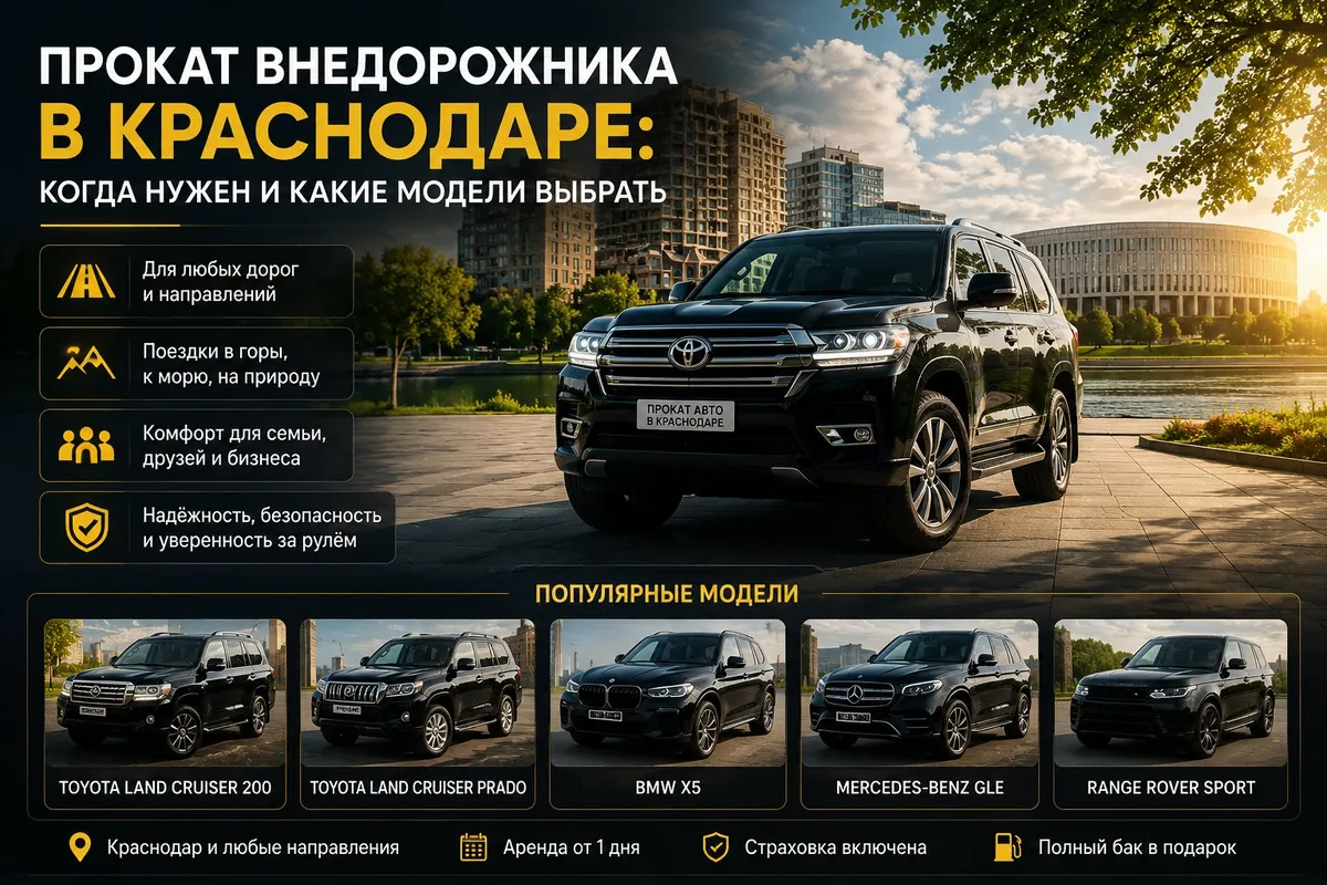 Прокат внедорожника в Краснодаре — когда нужен и какие модели выбрать